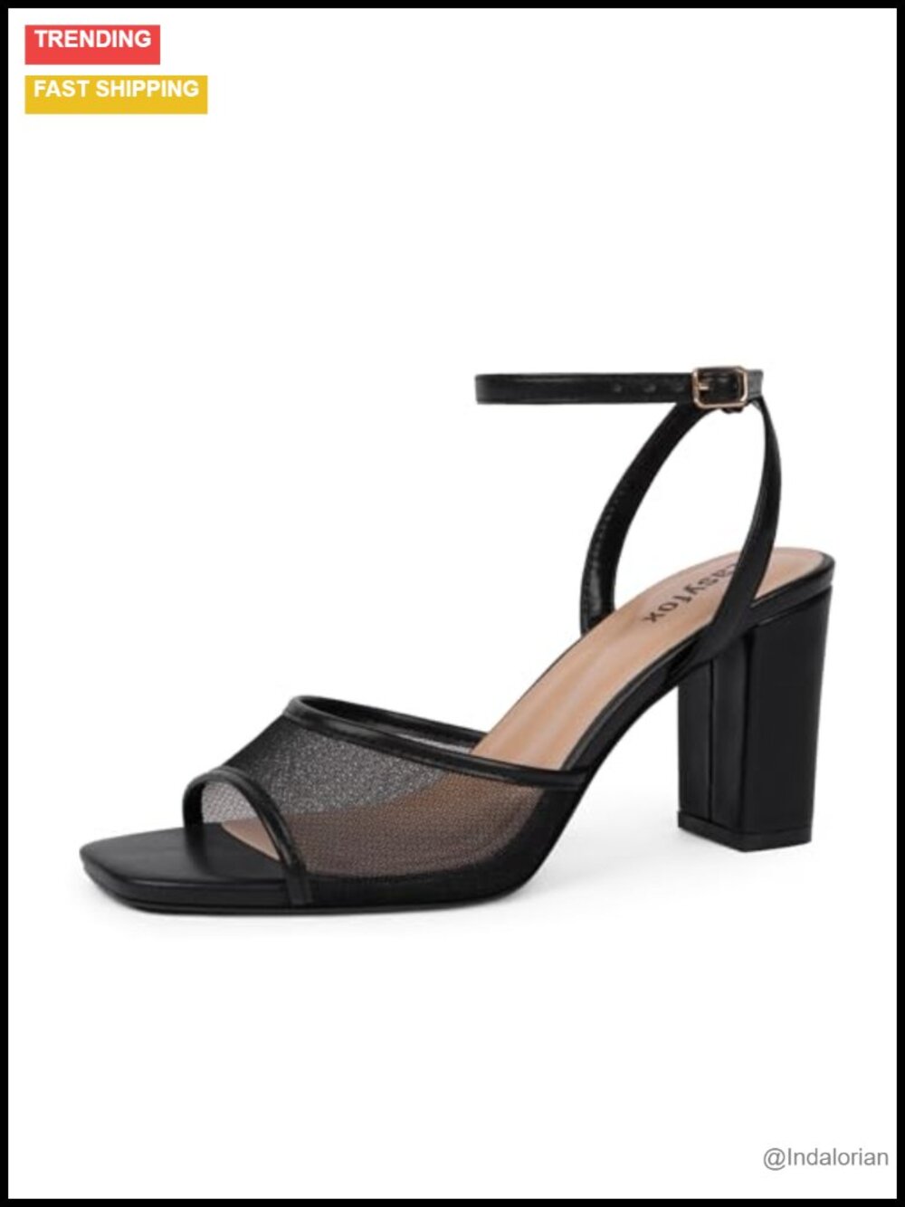 Easyfox Women's Chunky Block Heel Ankle Strap Sandals Square Open Toe